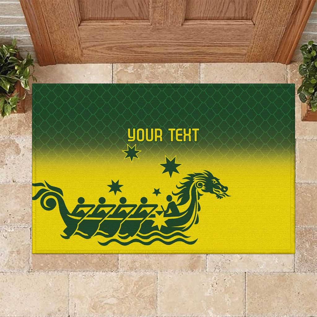 Personalised Dragons Boat Aussie Paddles Up! Rubber Doormat