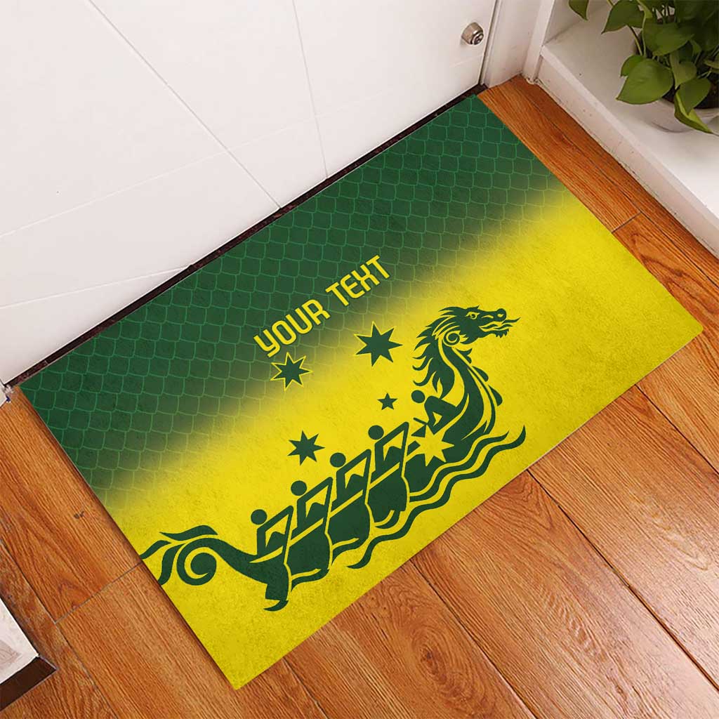 Personalised Dragons Boat Aussie Paddles Up! Rubber Doormat