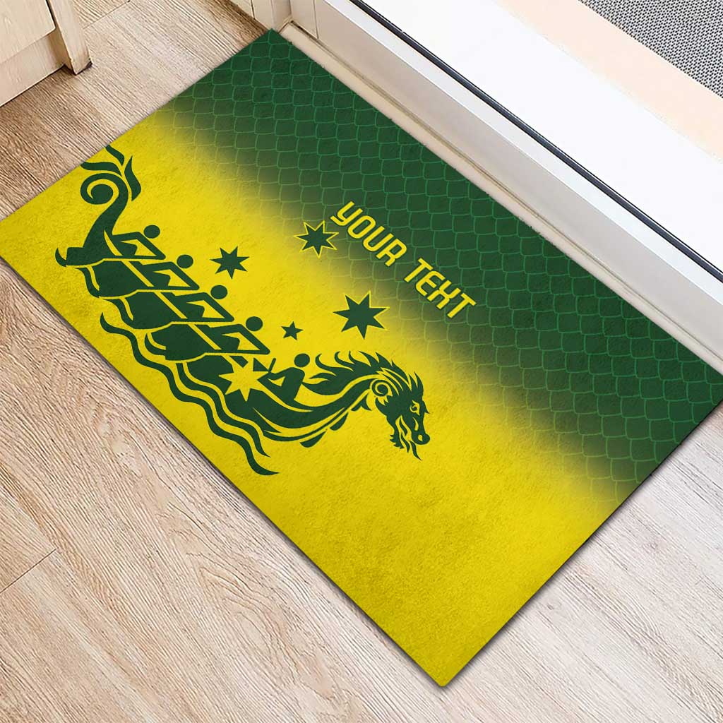 Personalised Dragons Boat Aussie Paddles Up! Rubber Doormat