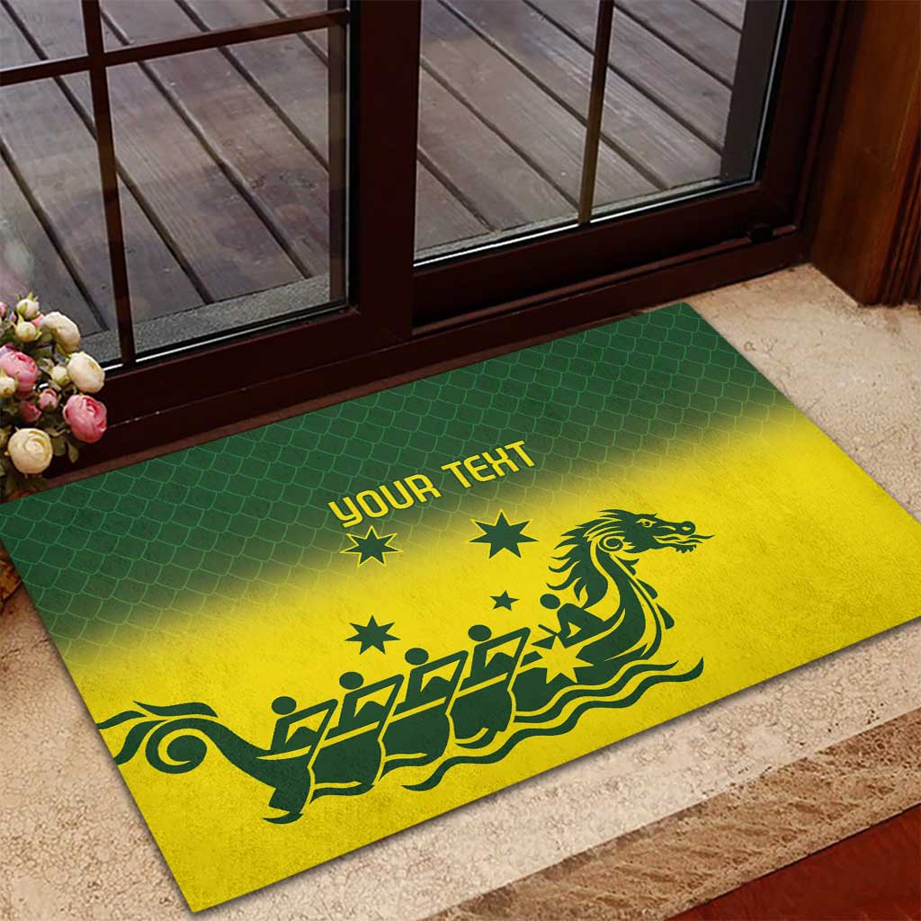 Personalised Dragons Boat Aussie Paddles Up! Rubber Doormat