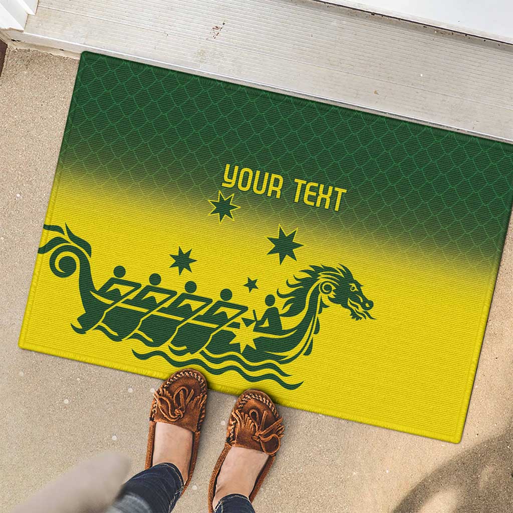 Personalised Dragons Boat Aussie Paddles Up! Rubber Doormat