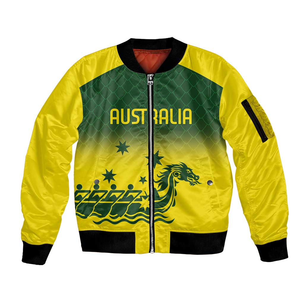 Personalised Dragons Boat Aussie Paddles Up! Sleeve Zip Bomber Jacket