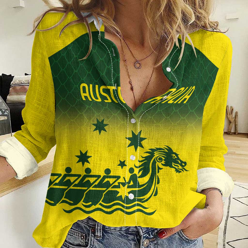 Personalised Dragons Boat Aussie Paddles Up! Women Casual Shirt