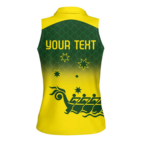 Personalised Dragons Boat Aussie Paddles Up! Women Sleeveless Polo Shirt