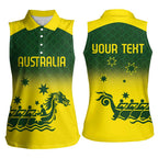 Personalised Dragons Boat Aussie Paddles Up! Women Sleeveless Polo Shirt