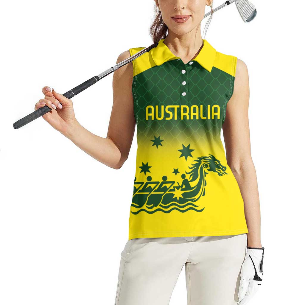 Personalised Dragons Boat Aussie Paddles Up! Women Sleeveless Polo Shirt
