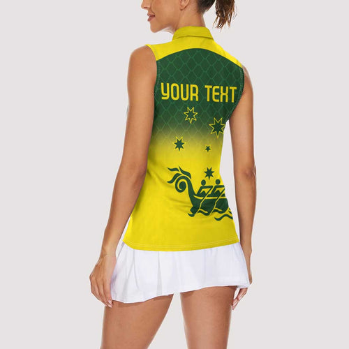 Personalised Dragons Boat Aussie Paddles Up! Women Sleeveless Polo Shirt
