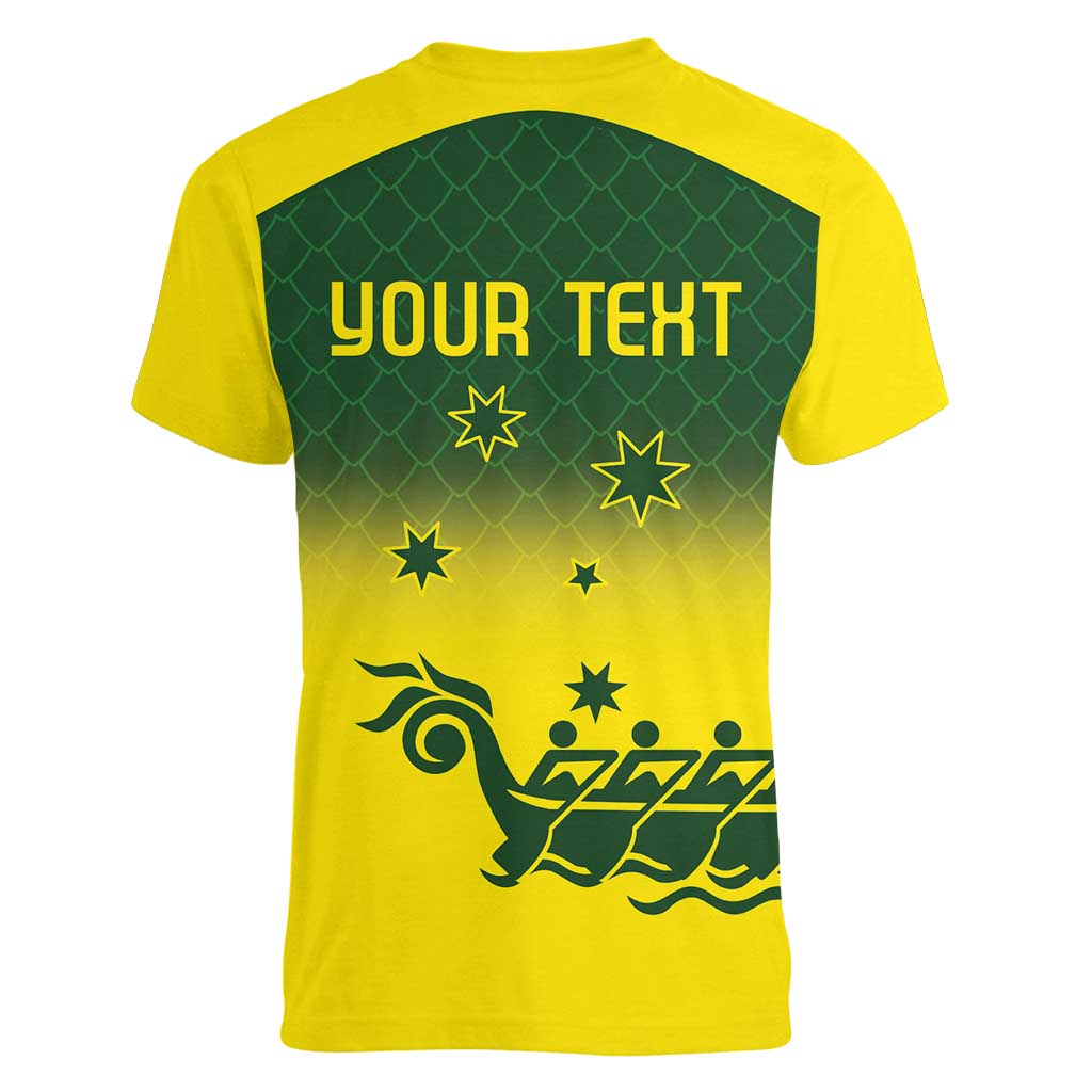 Personalised Dragons Boat Aussie Paddles Up! Women V-Neck T-Shirt