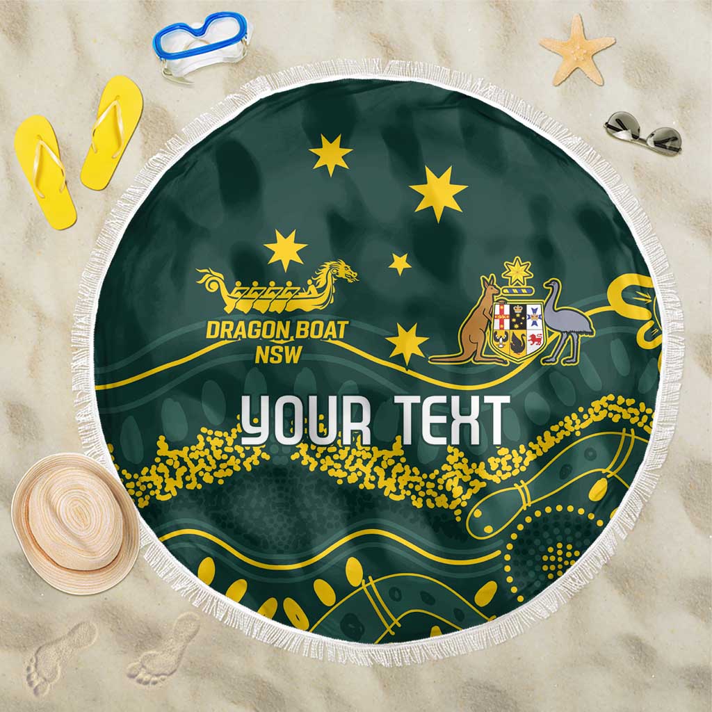 Personalised Australia Dragons Boat Beach Blanket Aussie Aboriginal Dot Style