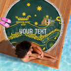 Personalised Australia Dragons Boat Beach Blanket Aussie Aboriginal Dot Style