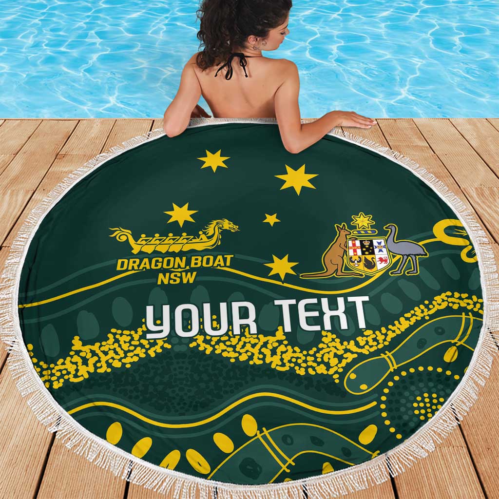 Personalised Australia Dragons Boat Beach Blanket Aussie Aboriginal Dot Style