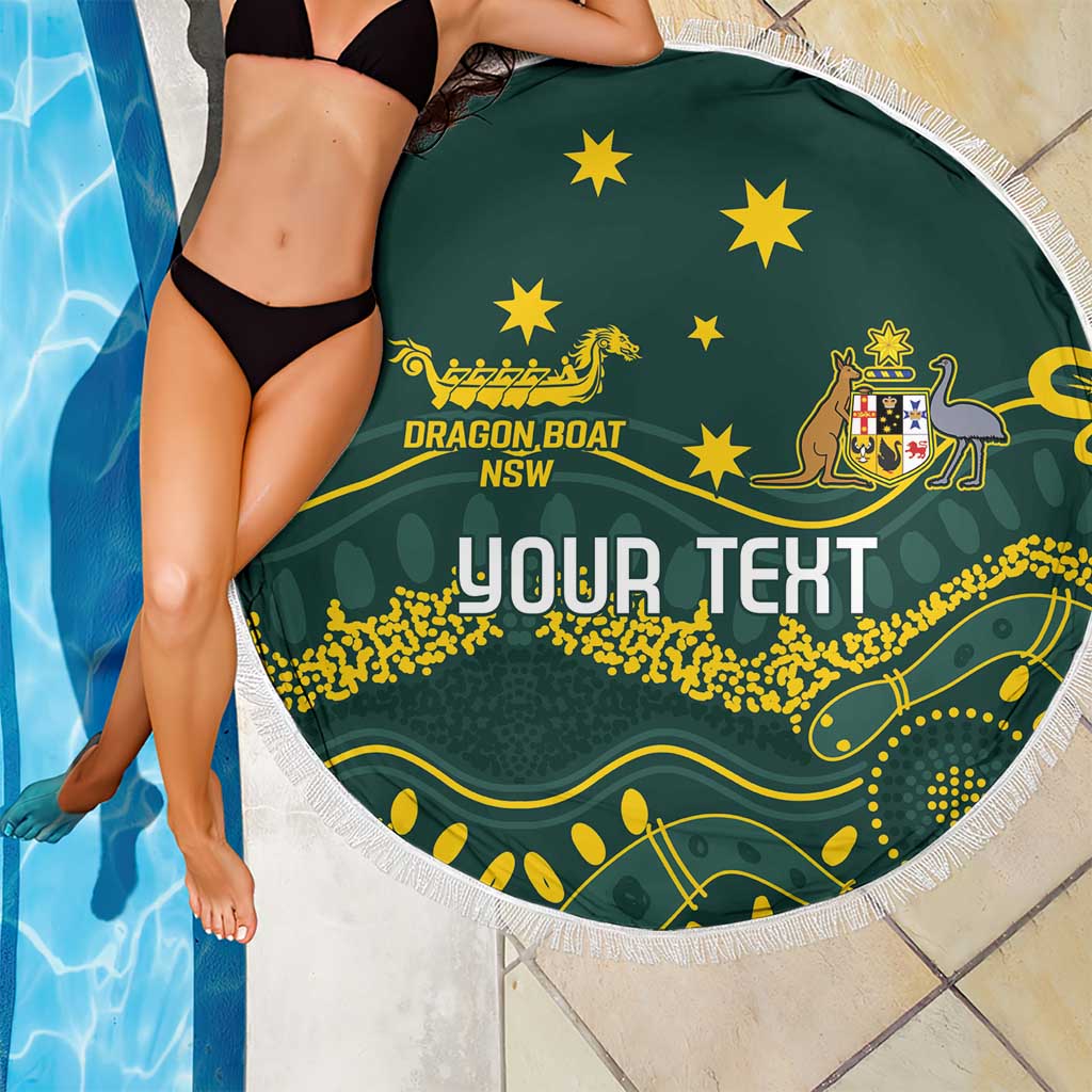 Personalised Australia Dragons Boat Beach Blanket Aussie Aboriginal Dot Style