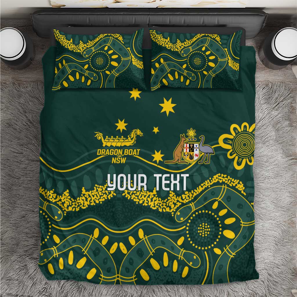 Personalised Australia Dragons Boat Bedding Set Aussie Aboriginal Dot Style