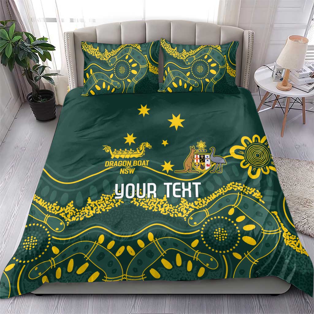 Personalised Australia Dragons Boat Bedding Set Aussie Aboriginal Dot Style