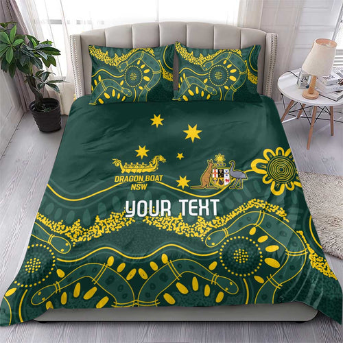 Personalised Australia Dragons Boat Bedding Set Aussie Aboriginal Dot Style