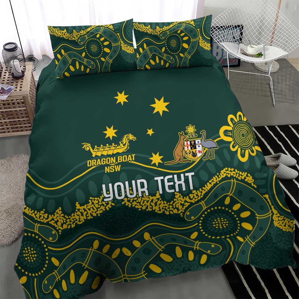 Personalised Australia Dragons Boat Bedding Set Aussie Aboriginal Dot Style