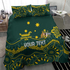 Personalised Australia Dragons Boat Bedding Set Aussie Aboriginal Dot Style
