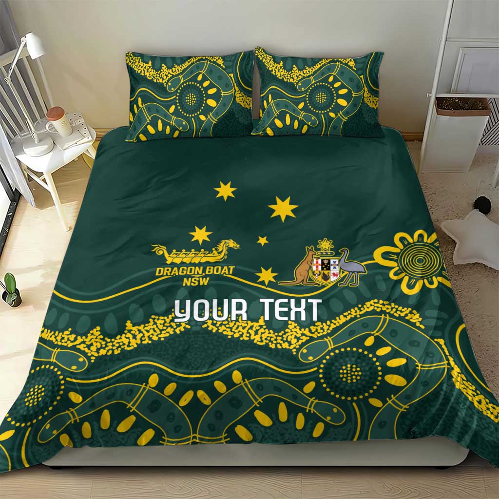 Personalised Australia Dragons Boat Bedding Set Aussie Aboriginal Dot Style
