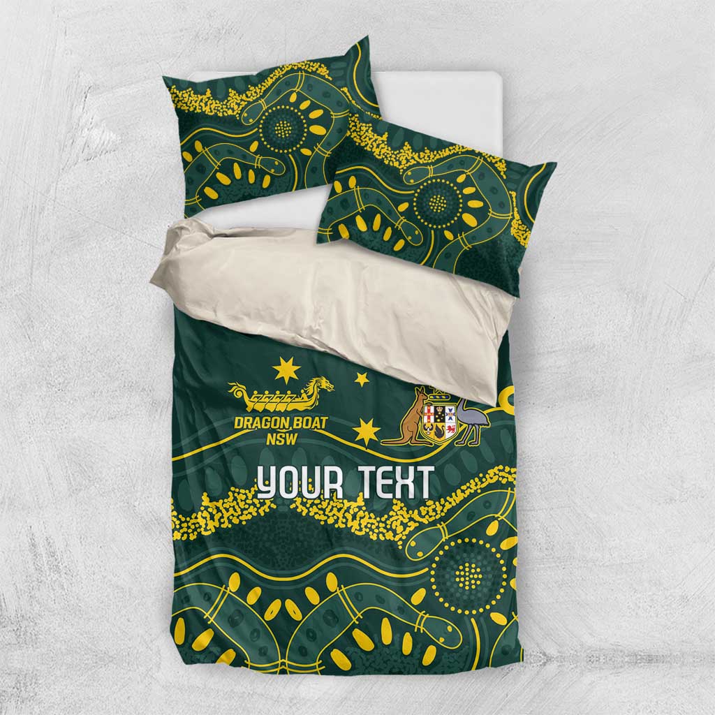 Personalised Australia Dragons Boat Bedding Set Aussie Aboriginal Dot Style