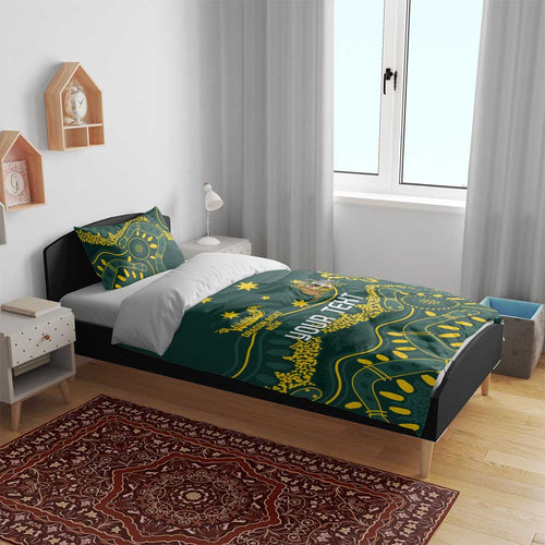 Personalised Australia Dragons Boat Bedding Set Aussie Aboriginal Dot Style