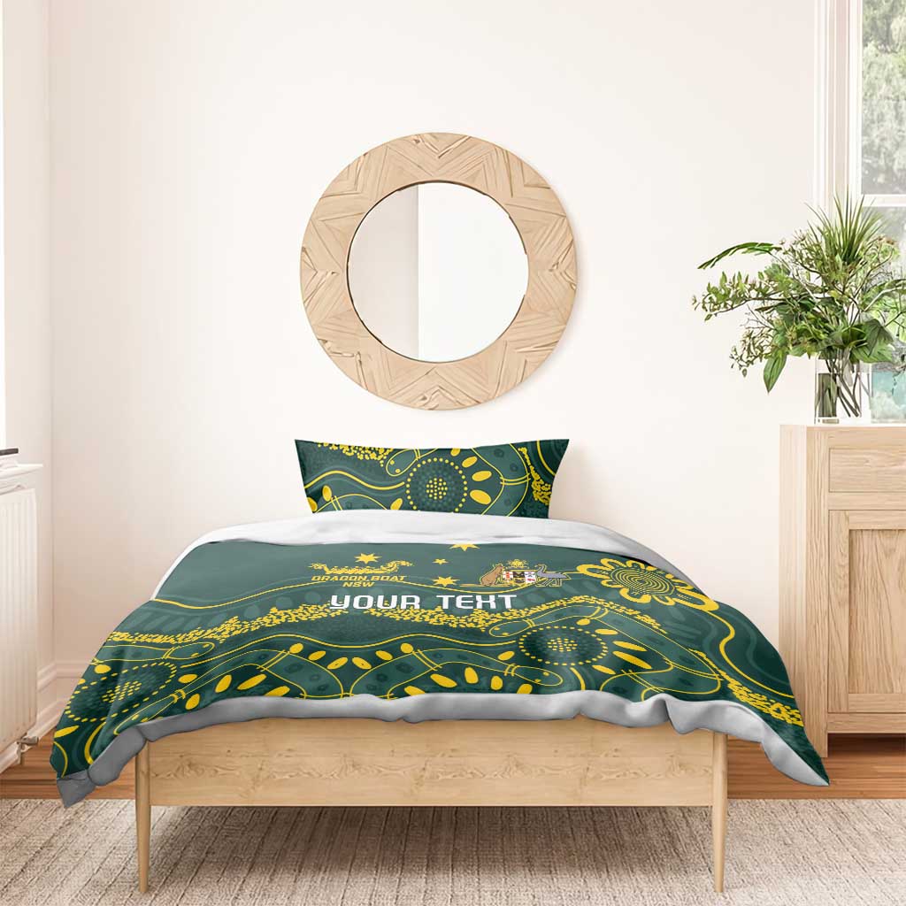 Personalised Australia Dragons Boat Bedding Set Aussie Aboriginal Dot Style