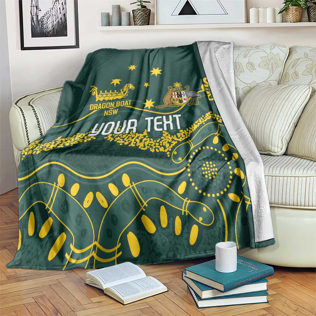Personalised Australia Dragons Boat Blanket Aussie Aboriginal Dot Style