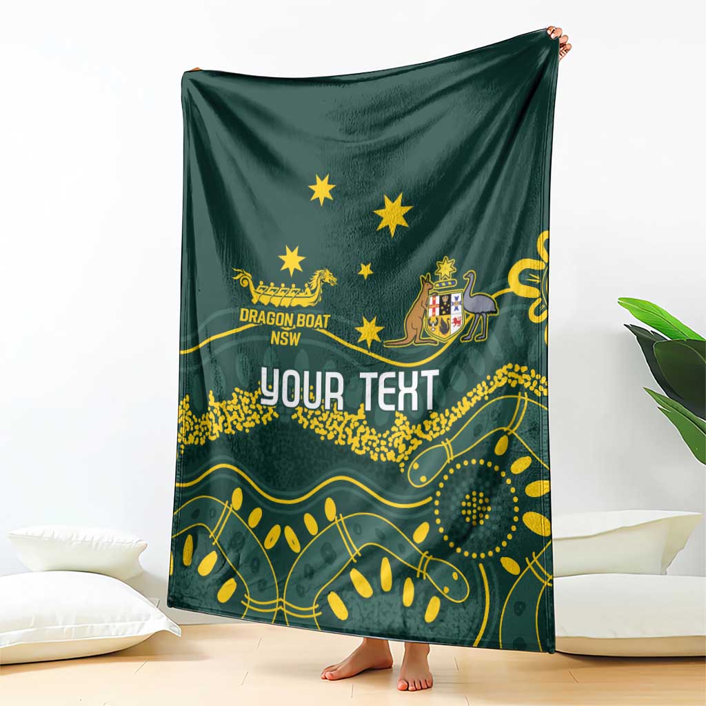 Personalised Australia Dragons Boat Blanket Aussie Aboriginal Dot Style