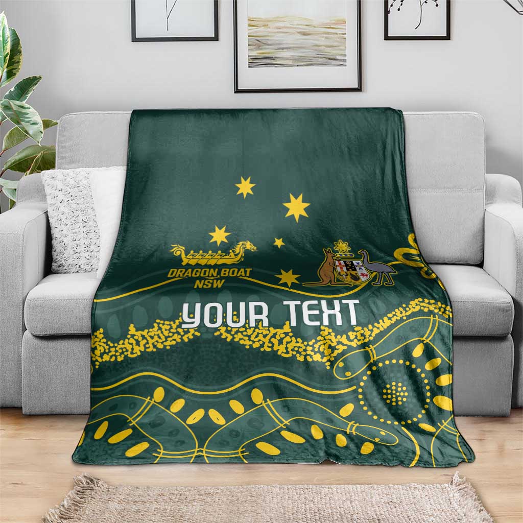 Personalised Australia Dragons Boat Blanket Aussie Aboriginal Dot Style