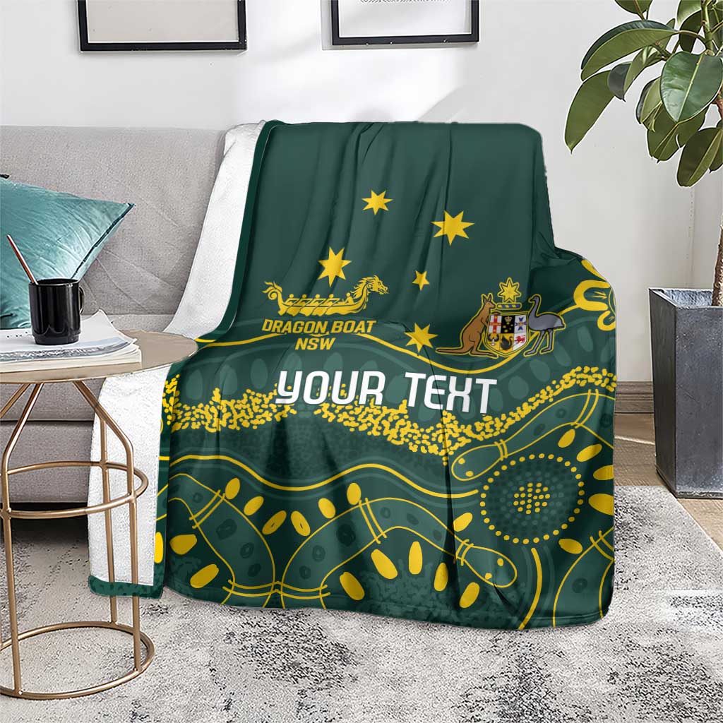 Personalised Australia Dragons Boat Blanket Aussie Aboriginal Dot Style