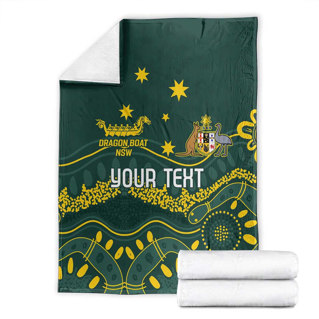 Personalised Australia Dragons Boat Blanket Aussie Aboriginal Dot Style