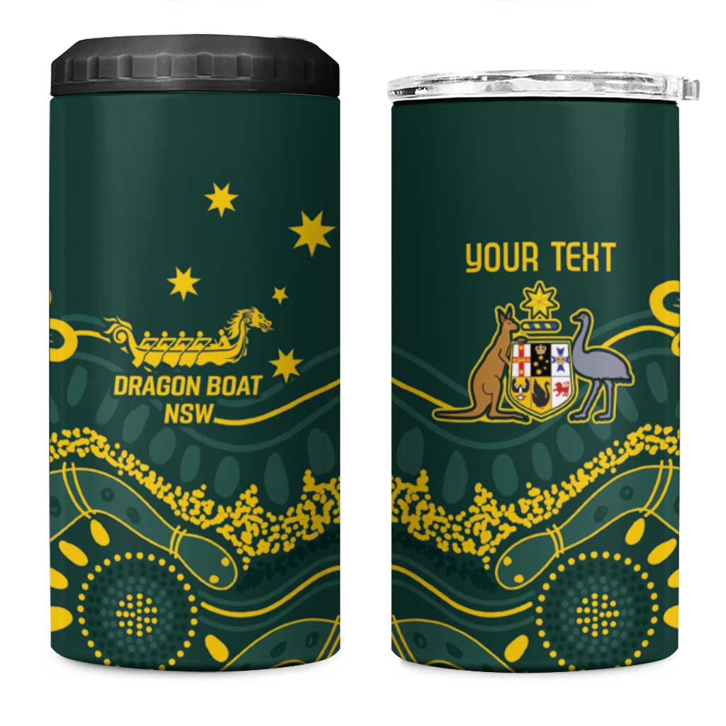 Personalised Australia Dragons Boat 4 in 1 Can Cooler Tumbler Aussie Aboriginal Dot Style