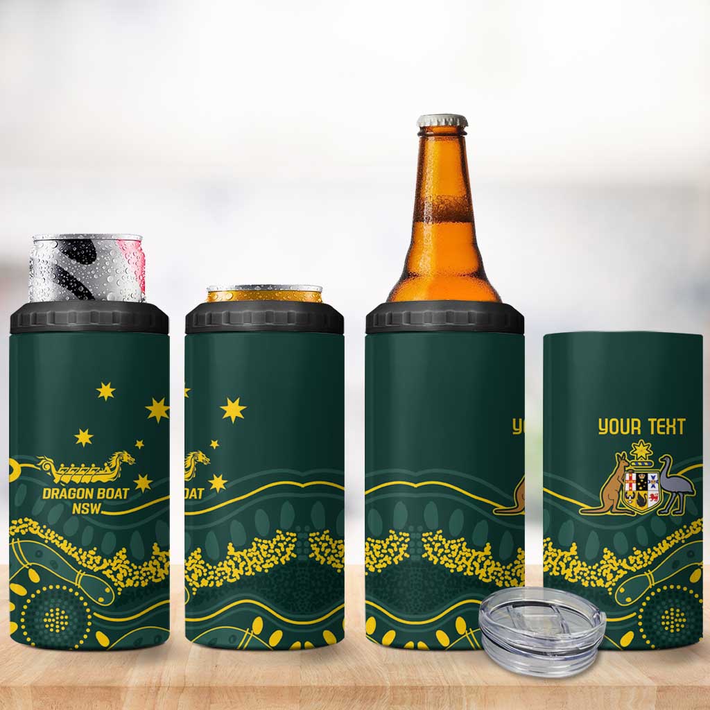 Personalised Australia Dragons Boat 4 in 1 Can Cooler Tumbler Aussie Aboriginal Dot Style