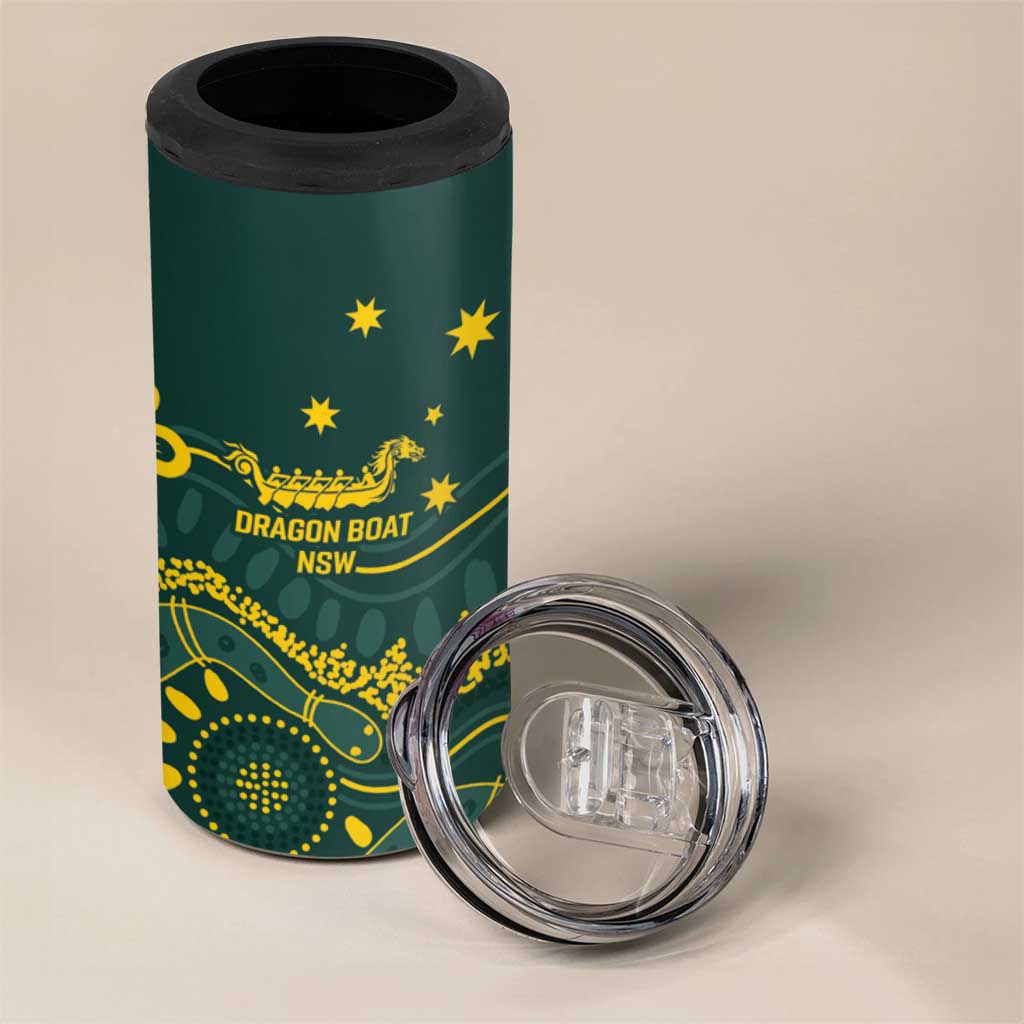 Personalised Australia Dragons Boat 4 in 1 Can Cooler Tumbler Aussie Aboriginal Dot Style