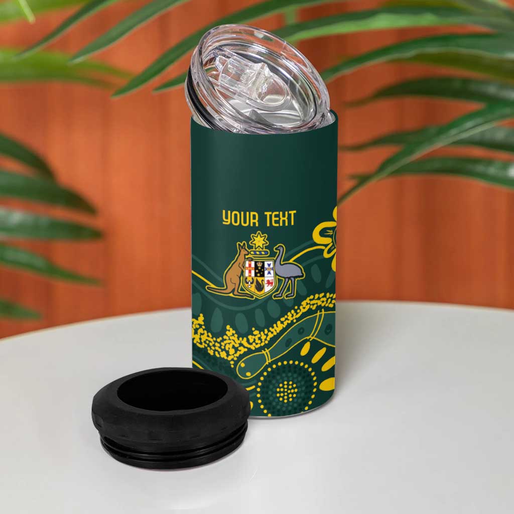 Personalised Australia Dragons Boat 4 in 1 Can Cooler Tumbler Aussie Aboriginal Dot Style