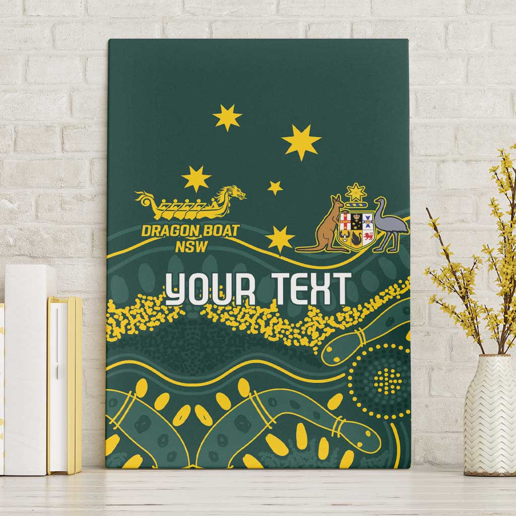 Personalised Australia Dragons Boat Canvas Wall Art Aussie Aboriginal Dot Style