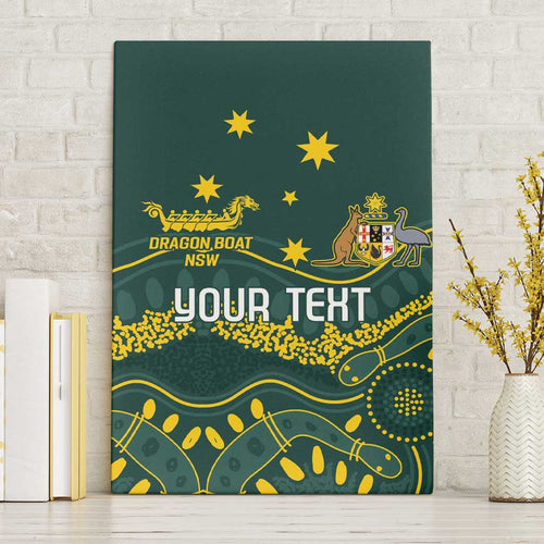 Personalised Australia Dragons Boat Canvas Wall Art Aussie Aboriginal Dot Style