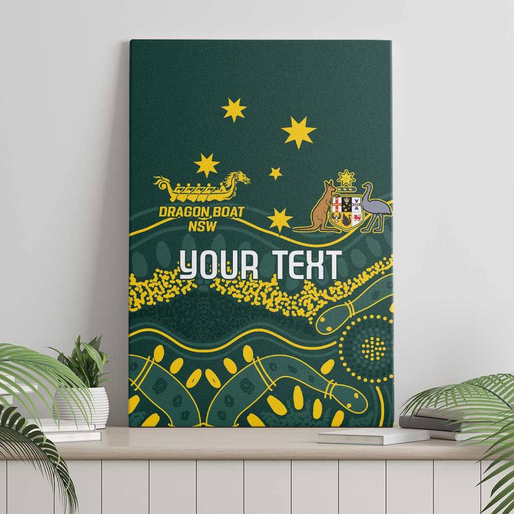Personalised Australia Dragons Boat Canvas Wall Art Aussie Aboriginal Dot Style