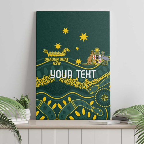 Personalised Australia Dragons Boat Canvas Wall Art Aussie Aboriginal Dot Style