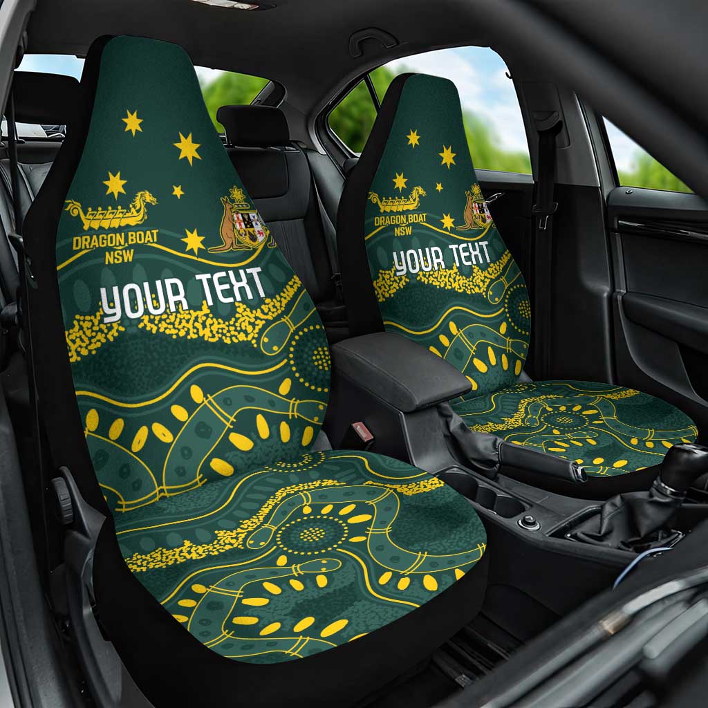 Personalised Australia Dragons Boat Car Seat Cover Aussie Aboriginal Dot Style