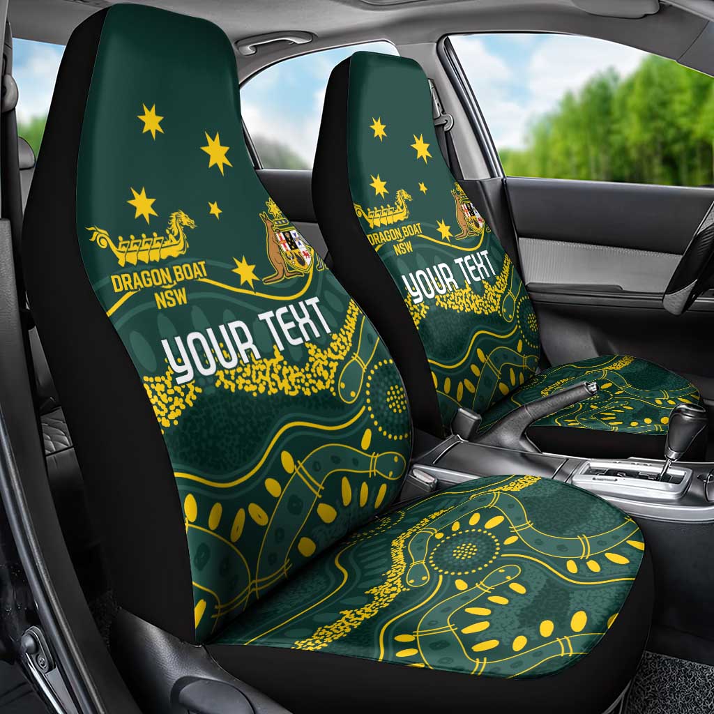 Personalised Australia Dragons Boat Car Seat Cover Aussie Aboriginal Dot Style