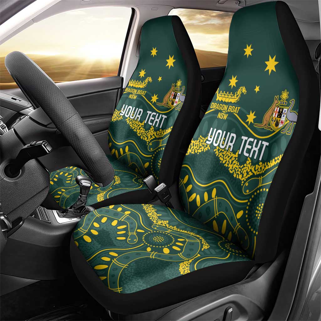 Personalised Australia Dragons Boat Car Seat Cover Aussie Aboriginal Dot Style