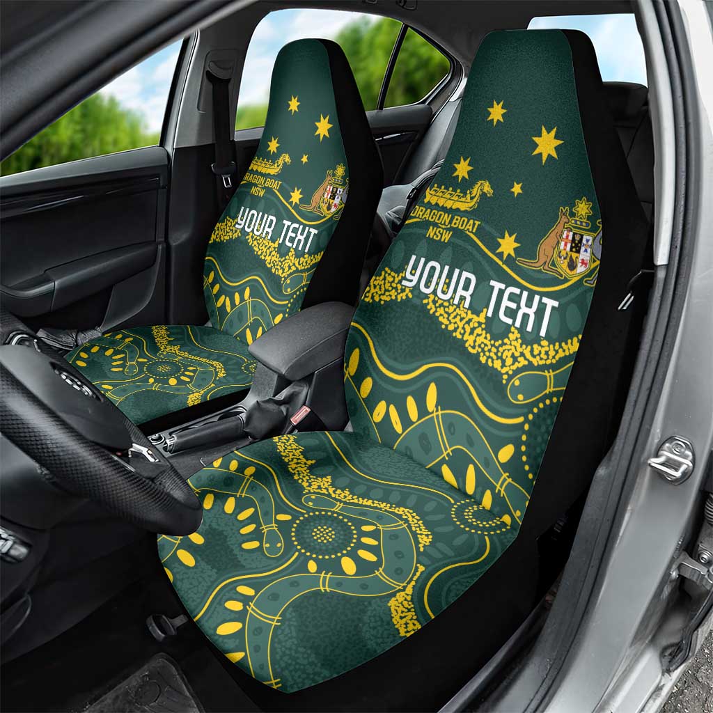 Personalised Australia Dragons Boat Car Seat Cover Aussie Aboriginal Dot Style