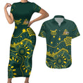 Personalised Australia Dragons Boat Couples Matching Short Sleeve Bodycon Dress and Hawaiian Shirt Aussie Aboriginal Dot Style