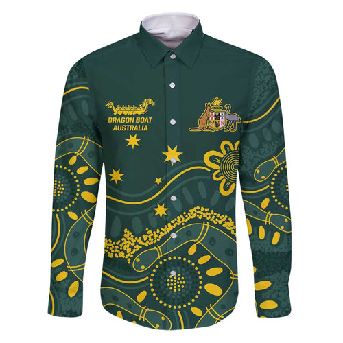 Personalised Australia Dragons Boat Family Matching Puletasi and Hawaiian Shirt Aussie Aboriginal Dot Style