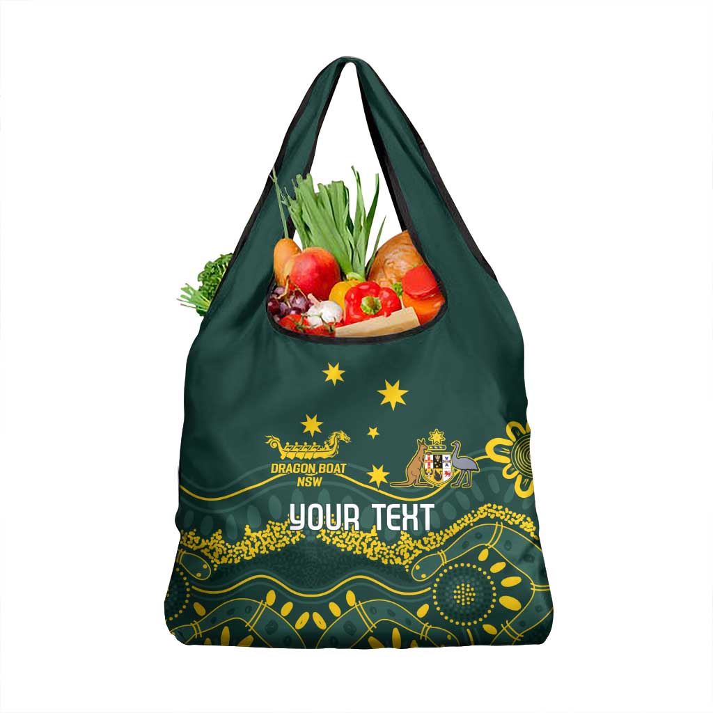 Personalised Australia Dragons Boat Grocery Bag Aussie Aboriginal Dot Style