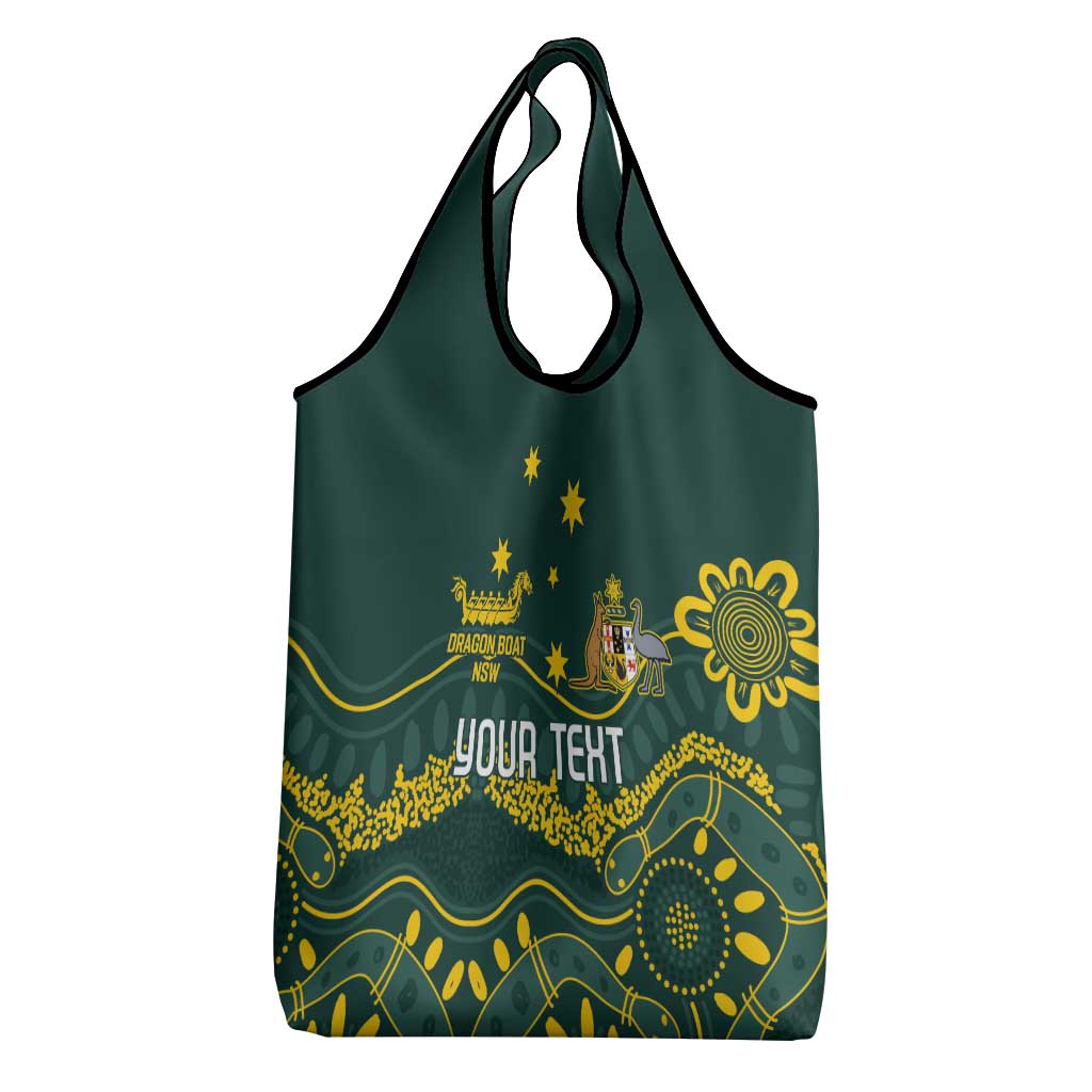 Personalised Australia Dragons Boat Grocery Bag Aussie Aboriginal Dot Style
