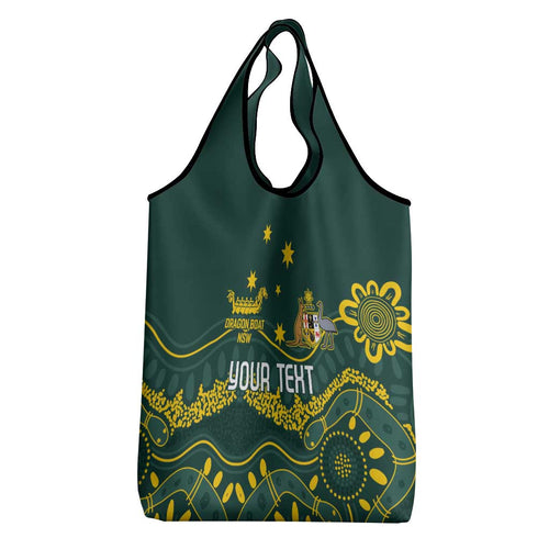 Personalised Australia Dragons Boat Grocery Bag Aussie Aboriginal Dot Style