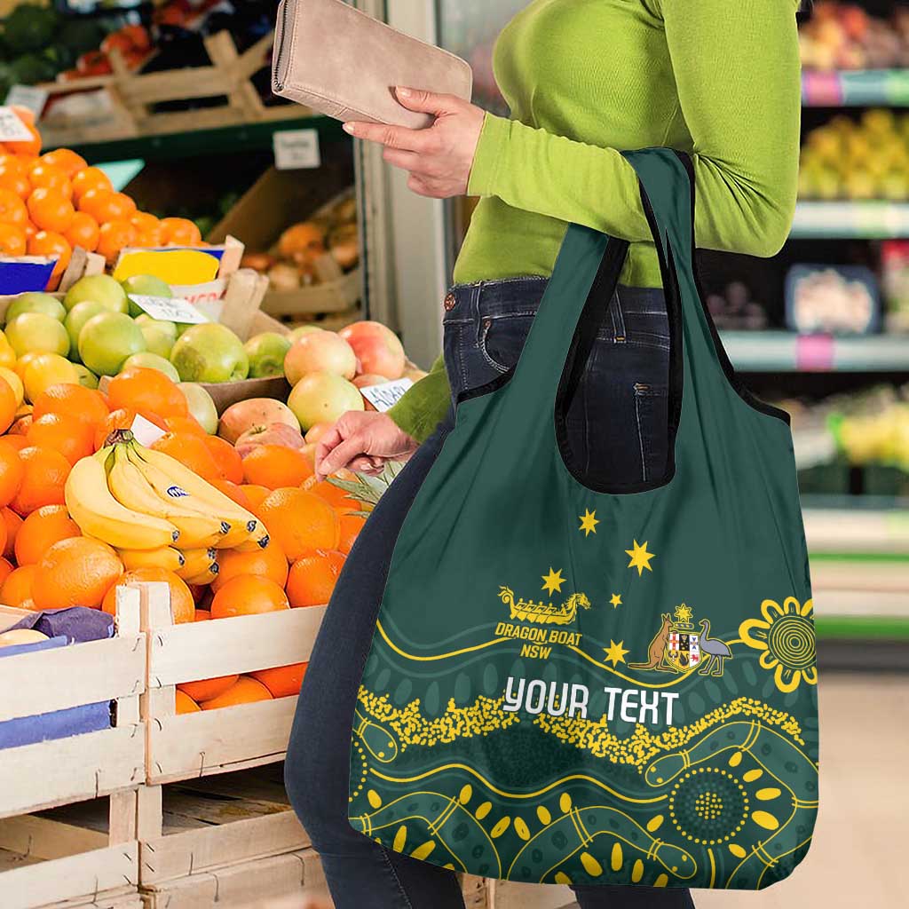 Personalised Australia Dragons Boat Grocery Bag Aussie Aboriginal Dot Style