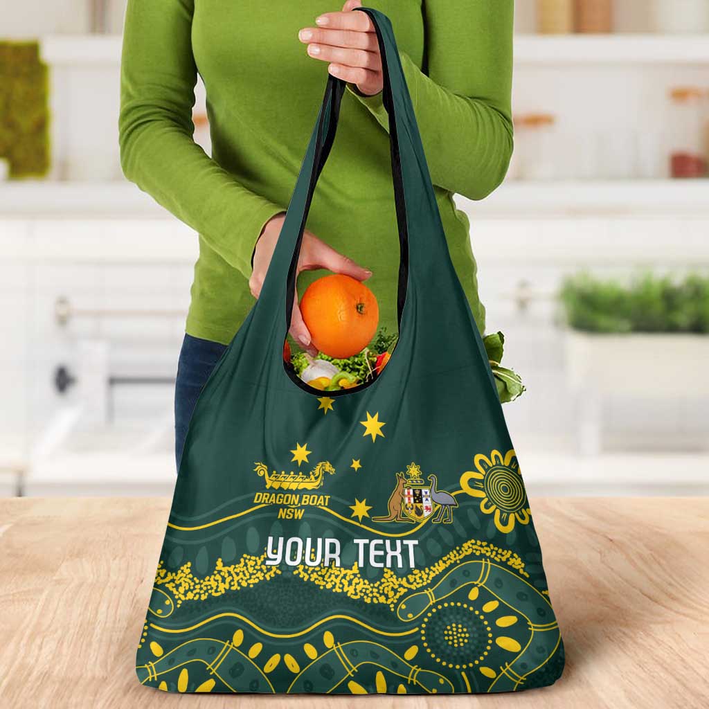 Personalised Australia Dragons Boat Grocery Bag Aussie Aboriginal Dot Style