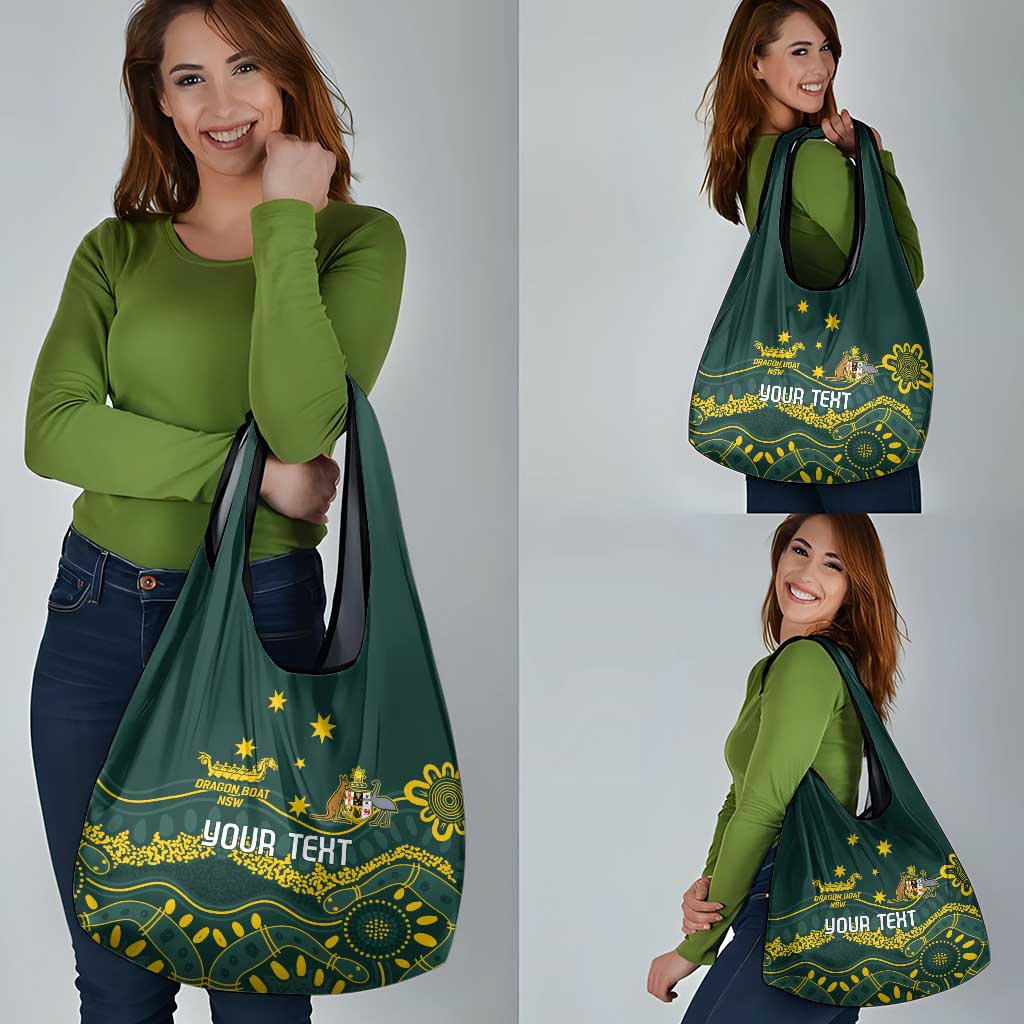 Personalised Australia Dragons Boat Grocery Bag Aussie Aboriginal Dot Style